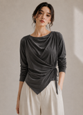 Drape Top  Charcoal Gray　授乳対応